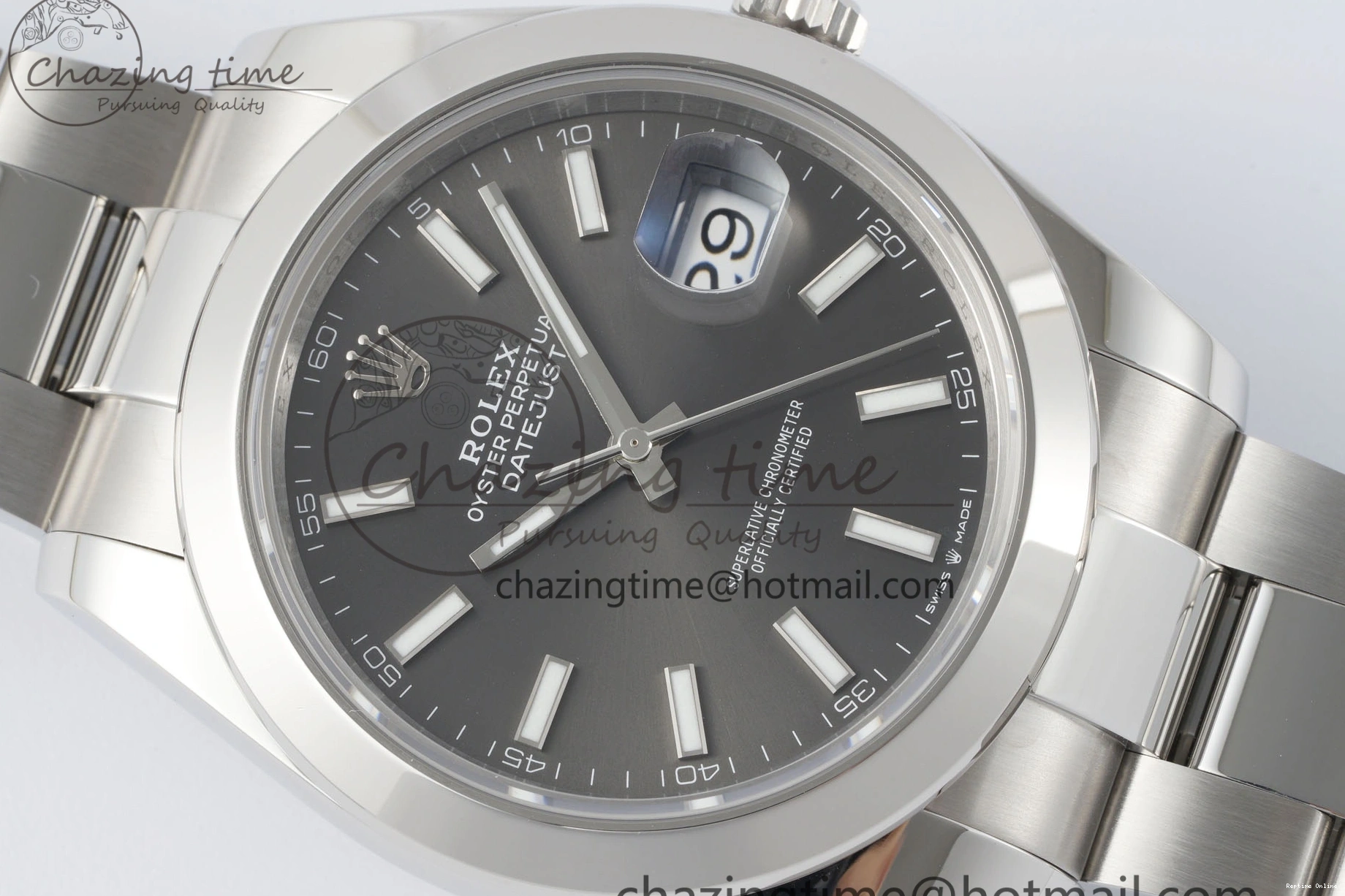 0107 Sophisticated DateJust 41 SS Polished Bezel KING 1:1 Best Edition 904L Steel Gray Stick Dial on Oyster Bracelet VR 2162